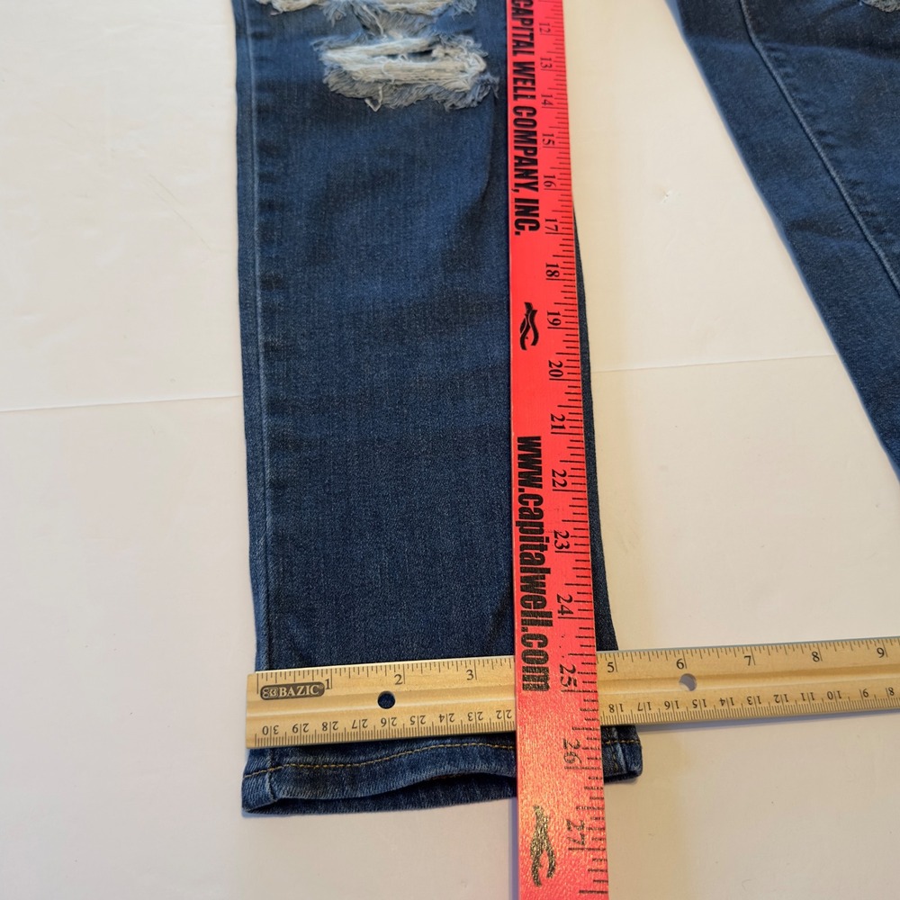Levis 721 High Rise Skinny Ankle Jeans Blue Distressed Ripped Womens Size 29 - Picture 2 of 13